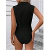 image:imageMakeMeChic Womens Collared Bodysuits Wrap V Neck Sleeveless Dressy Business Casual Blouse TopsBlack