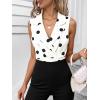 image:imageMakeMeChic Womens Collared Bodysuits Wrap V Neck Sleeveless Dressy Business Casual Blouse TopsBlack and White