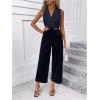 image:imageMakeMeChic Womens Collared Bodysuits Wrap V Neck Sleeveless Dressy Business Casual Blouse TopsBlue