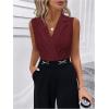 image:imageMakeMeChic Womens Collared Bodysuits Wrap V Neck Sleeveless Dressy Business Casual Blouse TopsBurgundy