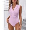 image:imageMakeMeChic Womens Collared Bodysuits Wrap V Neck Sleeveless Dressy Business Casual Blouse TopsMauve Purple