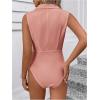 image:imageMakeMeChic Womens Collared Bodysuits Wrap V Neck Sleeveless Dressy Business Casual Blouse TopsPink
