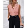 image:imageMakeMeChic Womens Collared Bodysuits Wrap V Neck Sleeveless Dressy Business Casual Blouse TopsPink