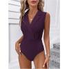 image:imageMakeMeChic Womens Collared Bodysuits Wrap V Neck Sleeveless Dressy Business Casual Blouse TopsPurple