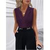 image:imageMakeMeChic Womens Collared Bodysuits Wrap V Neck Sleeveless Dressy Business Casual Blouse TopsPurple