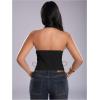 image:imageMakeMeChic Womens Corset Halter Tops Y2K Going Out Lace Up Tops Gothic Cowgirl Crop TopsBlack