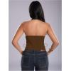 image:imageMakeMeChic Womens Corset Halter Tops Y2K Going Out Lace Up Tops Gothic Cowgirl Crop TopsBrown