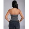 image:imageMakeMeChic Womens Corset Halter Tops Y2K Going Out Lace Up Tops Gothic Cowgirl Crop TopsDark Grey