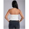 image:imageMakeMeChic Womens Corset Halter Tops Y2K Going Out Lace Up Tops Gothic Cowgirl Crop TopsLight White