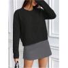 image:imageMakeMeChic Womens Cropped Pullover Sweater Crew Neck Long Sleeve Lightweight Knit Cozy SweatersBlack