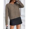 image:imageMakeMeChic Womens Cropped Pullover Sweater Crew Neck Long Sleeve Lightweight Knit Cozy SweatersBrown