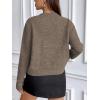image:imageMakeMeChic Womens Cropped Pullover Sweater Crew Neck Long Sleeve Lightweight Knit Cozy SweatersBrown
