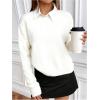 image:imageMakeMeChic Womens Cropped Pullover Sweater Crew Neck Long Sleeve Lightweight Knit Cozy SweatersWhite