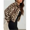 image:imageMakeMeChic Womens Faux Fur Jacket Leopard Print Fuzzy Full Zip Long Sleeve Y2k CoatsApricot
