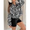 image:imageMakeMeChic Womens Faux Fur Jacket Leopard Print Fuzzy Full Zip Long Sleeve Y2k CoatsBlack and White