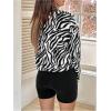 image:imageMakeMeChic Womens Faux Fur Jacket Leopard Print Fuzzy Full Zip Long Sleeve Y2k CoatsBlack and White