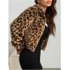 image:imageMakeMeChic Womens Faux Fur Jacket Leopard Print Fuzzy Full Zip Long Sleeve Y2k CoatsBrown