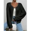 image:imageMakeMeChic Womens Faux Fur Pearl Fuzzy Cardigan Sweater Open Front Long Sleeve OuterwearBlack