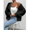 image:imageMakeMeChic Womens Faux Fur Pearl Fuzzy Cardigan Sweater Open Front Long Sleeve OuterwearBlack