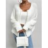 image:imageMakeMeChic Womens Faux Fur Pearl Fuzzy Cardigan Sweater Open Front Long Sleeve OuterwearWhite