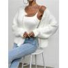 image:imageMakeMeChic Womens Faux Fur Pearl Fuzzy Cardigan Sweater Open Front Long Sleeve OuterwearWhite