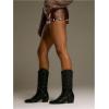 image:imageMakeMeChic Womens Faux Leather Micro Shorts Low Waist Rivet Scallop Party Night Out ShortsChocolate Brown