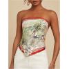 image:imageMakeMeChic Womens Floral Strapless Tube Crop Tops Backless Hanky Hem Boho Bandana TankMulticolor