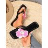 image:imageMakeMeChic Womens Flower Flat Sandals Square Toe Flip Flops Summer Beach Slippers Thong SandalBlack