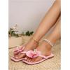 image:imageMakeMeChic Womens Flower Flat Sandals Square Toe Flip Flops Summer Beach Slippers Thong SandalPink