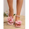 image:imageMakeMeChic Womens Flower Flat Sandals Square Toe Flip Flops Summer Beach Slippers Thong SandalPink