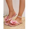 image:imageMakeMeChic Womens Flower Flat Sandals Square Toe Flip Flops Summer Beach Slippers Thong SandalPink