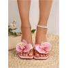 image:imageMakeMeChic Womens Flower Flat Sandals Square Toe Flip Flops Summer Beach Slippers Thong SandalPink