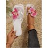 image:imageMakeMeChic Womens Flower Flat Sandals Square Toe Flip Flops Summer Beach Slippers Thong SandalWhite