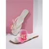 image:imageMakeMeChic Womens Flower Flat Sandals Square Toe Flip Flops Summer Beach Slippers Thong SandalWhite