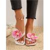 image:imageMakeMeChic Womens Flower Flat Sandals Square Toe Flip Flops Summer Beach Slippers Thong SandalWhite