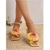 image:imageMakeMeChic Womens Flower Flat Sandals Square Toe Flip Flops Summer Beach Slippers Thong SandalYellow
