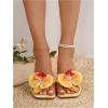 image:imageMakeMeChic Womens Flower Flat Sandals Square Toe Flip Flops Summer Beach Slippers Thong SandalYellow