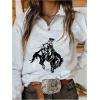 image:imageMakeMeChic Womens Half Zip Sweatshirt Western Graphic Long Sleeve Cowgirl Pullover TopsGrey