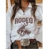 image:imageMakeMeChic Womens Half Zip Sweatshirt Western Graphic Long Sleeve Cowgirl Pullover TopsLight Grey