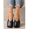 image:imageMakeMeChic Womens Leather Ballet Flats Square Toe Dressy Slip On Elegant ShoesBlack