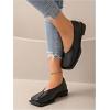 image:imageMakeMeChic Womens Leather Ballet Flats Square Toe Dressy Slip On Elegant ShoesBlack