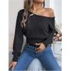 image:imageMakeMeChic Womens One Shoulder Tops Sweater Long Sleeve Lightweight Pullover Jumper TopBlack