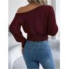 image:imageMakeMeChic Womens One Shoulder Tops Sweater Long Sleeve Lightweight Pullover Jumper TopBurgundy