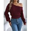 image:imageMakeMeChic Womens One Shoulder Tops Sweater Long Sleeve Lightweight Pullover Jumper TopBurgundy