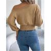 image:imageMakeMeChic Womens One Shoulder Tops Sweater Long Sleeve Lightweight Pullover Jumper TopKhaki