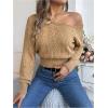 image:imageMakeMeChic Womens One Shoulder Tops Sweater Long Sleeve Lightweight Pullover Jumper TopKhaki