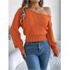 image:imageMakeMeChic Womens One Shoulder Tops Sweater Long Sleeve Lightweight Pullover Jumper TopOrange