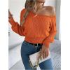 image:imageMakeMeChic Womens One Shoulder Tops Sweater Long Sleeve Lightweight Pullover Jumper TopOrange