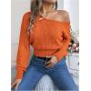 image:imageMakeMeChic Womens One Shoulder Tops Sweater Long Sleeve Lightweight Pullover Jumper TopOrange