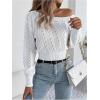 image:imageMakeMeChic Womens One Shoulder Tops Sweater Long Sleeve Lightweight Pullover Jumper TopWhite